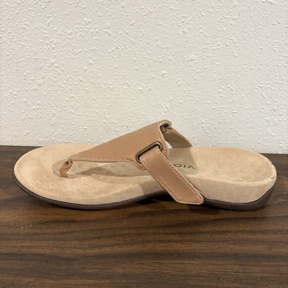 Vionic Wanda Sandals Womens Size 8.5 Wide Nude Tan Slip On Comfort Thong Shoes - Picture 9 of 14